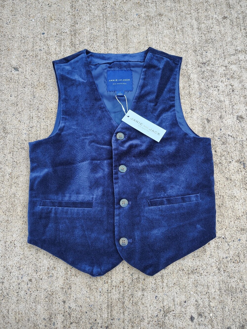 NWT Janie and Jack Boys Size 8 Blue Velvet Suit Vest Dressy Holiday Formal